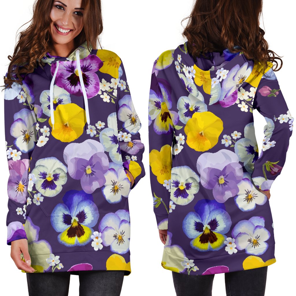 Pansy Pattern Print Design PS02 Women Hoodie Dress