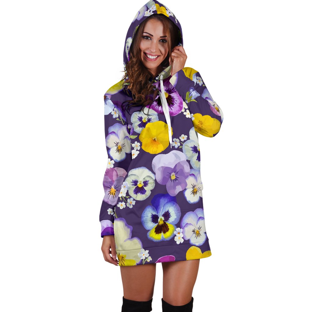 Pansy Pattern Print Design PS02 Women Hoodie Dress