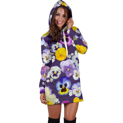 Pansy Pattern Print Design PS02 Women Hoodie Dress