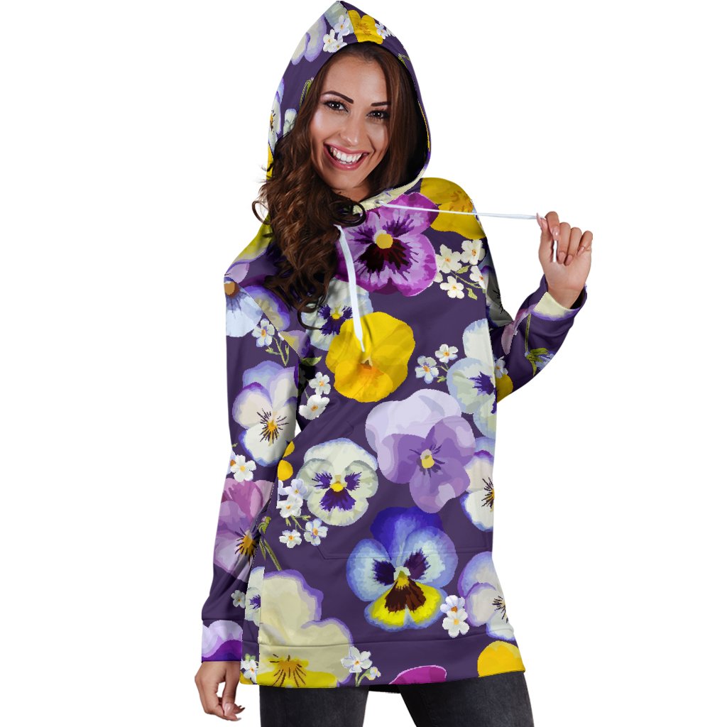 Pansy Pattern Print Design PS02 Women Hoodie Dress