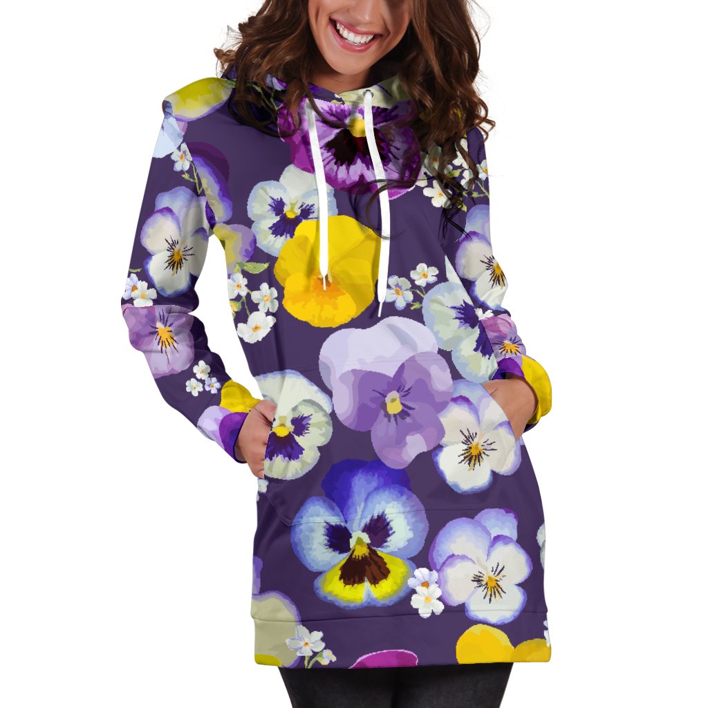Pansy Pattern Print Design PS02 Women Hoodie Dress