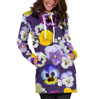 Pansy Pattern Print Design PS02 Women Hoodie Dress