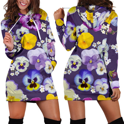 Pansy Pattern Print Design PS02 Women Hoodie Dress