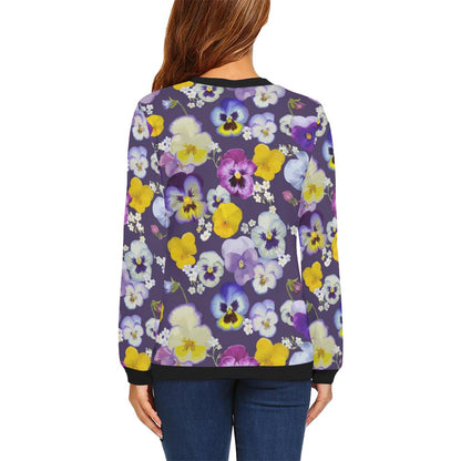 Pansy Pattern Print Design PS02 Women Long Sleeve Sweatshirt-JorJune