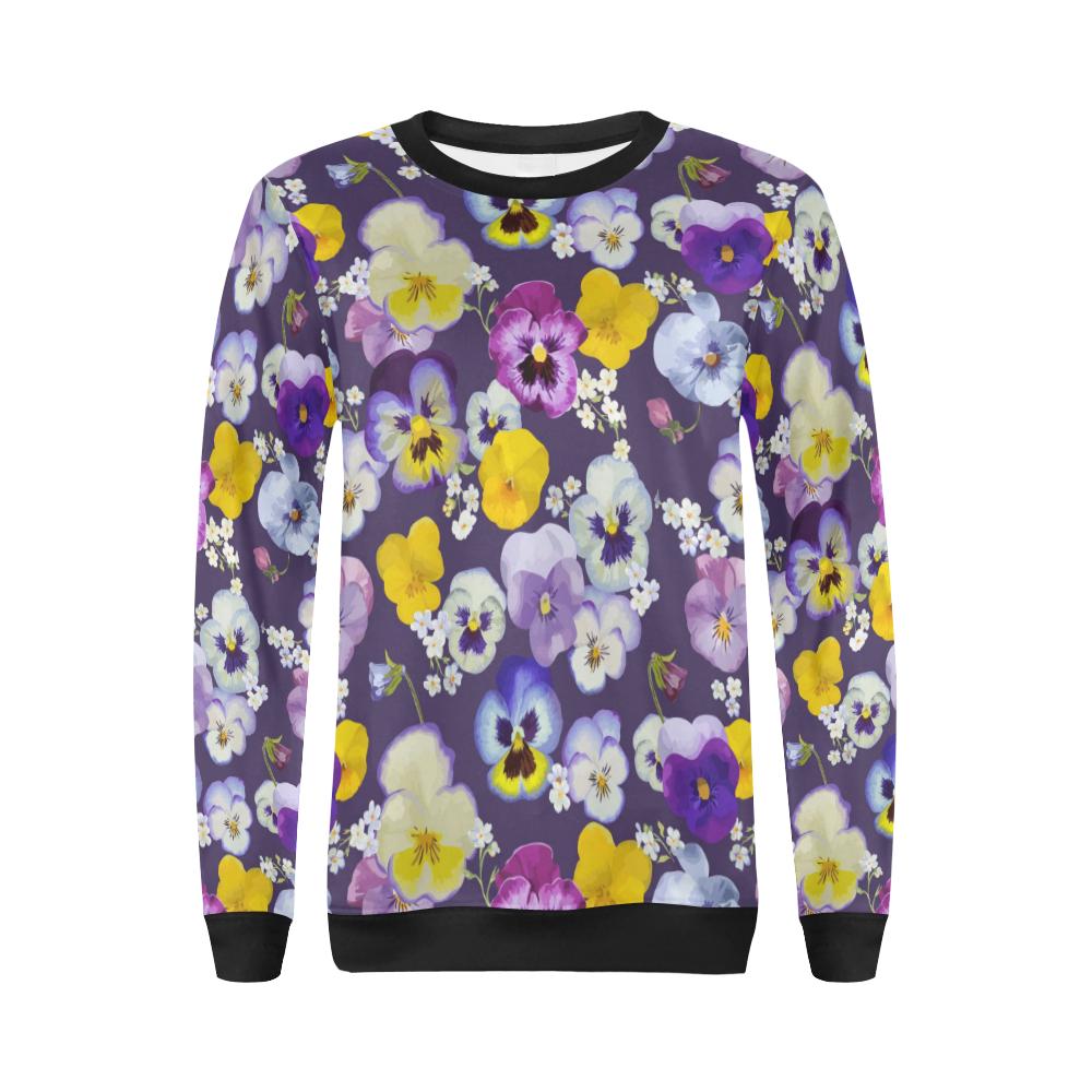 Pansy Pattern Print Design PS02 Women Long Sleeve Sweatshirt-JorJune