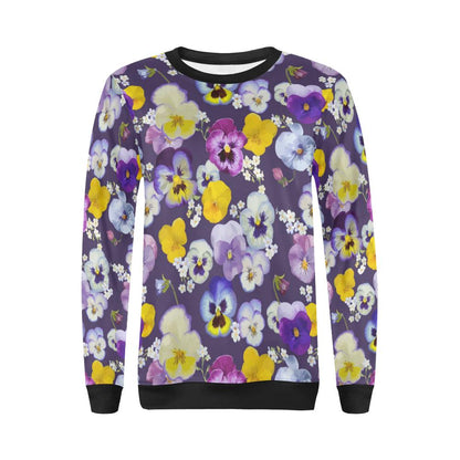 Pansy Pattern Print Design PS02 Women Long Sleeve Sweatshirt-JorJune