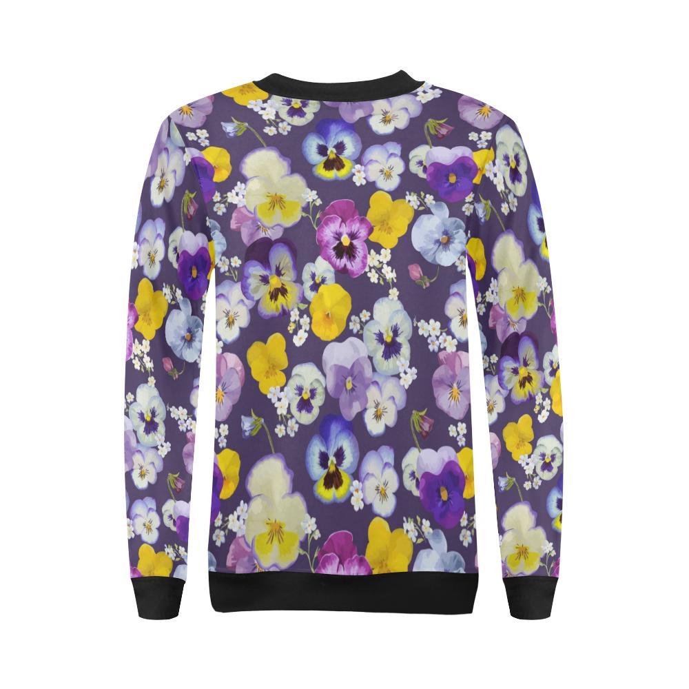 Pansy Pattern Print Design PS02 Women Long Sleeve Sweatshirt-JorJune