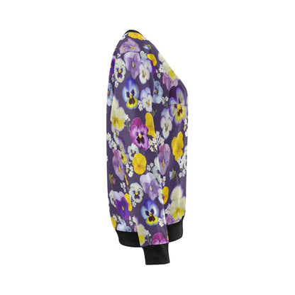 Pansy Pattern Print Design PS02 Women Long Sleeve Sweatshirt-JorJune
