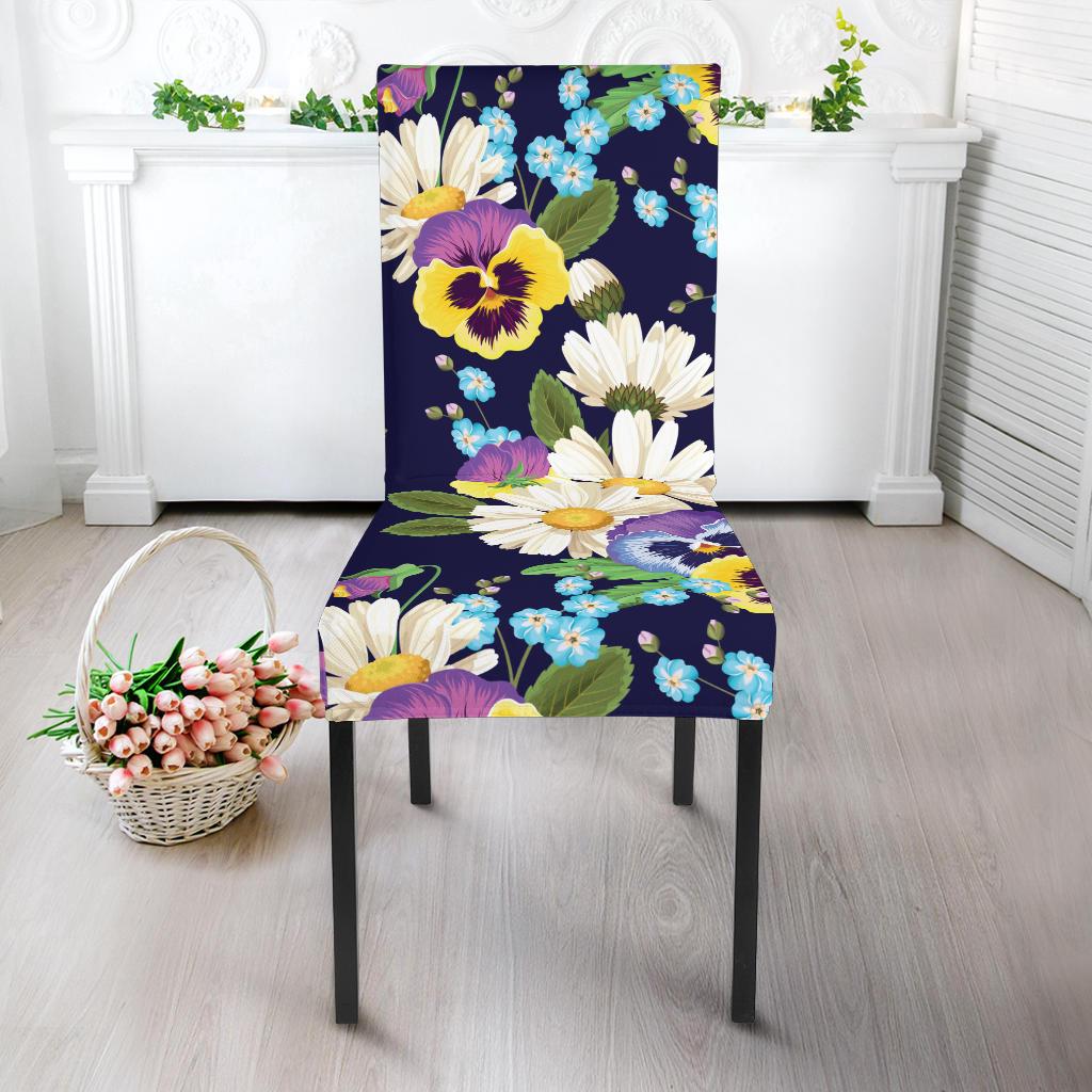 Pansy Pattern Print Design PS03 Dining Chair Slipcover-JORJUNE.COM