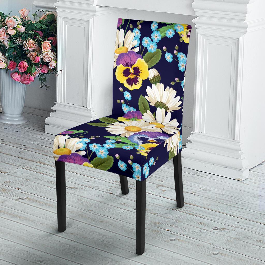 Pansy Pattern Print Design PS03 Dining Chair Slipcover-JORJUNE.COM