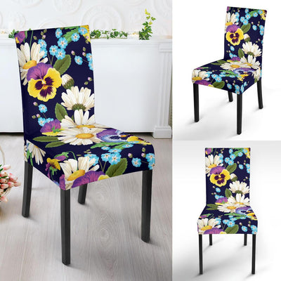 Pansy Pattern Print Design PS03 Dining Chair Slipcover-JORJUNE.COM