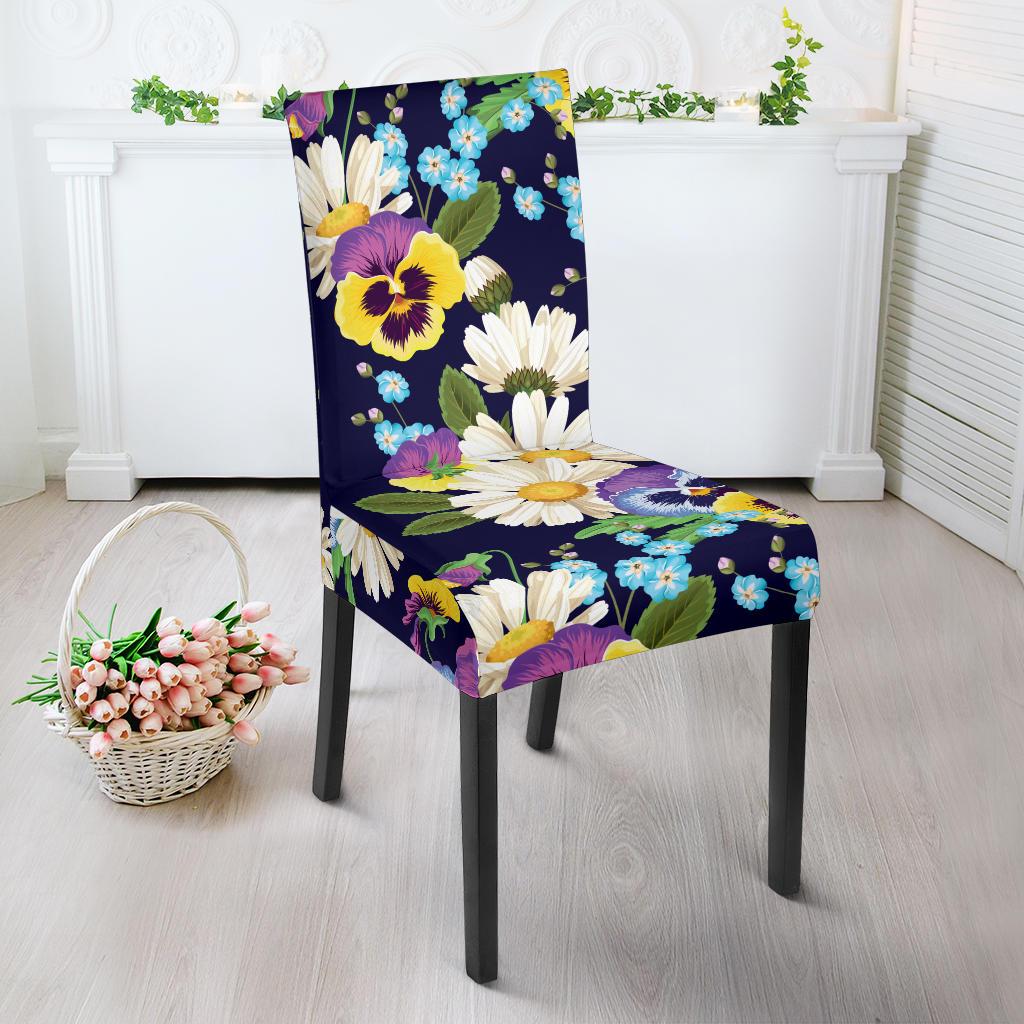 Pansy Pattern Print Design PS03 Dining Chair Slipcover-JORJUNE.COM
