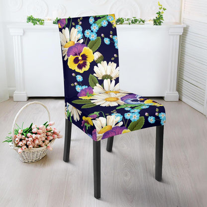 Pansy Pattern Print Design PS03 Dining Chair Slipcover-JORJUNE.COM