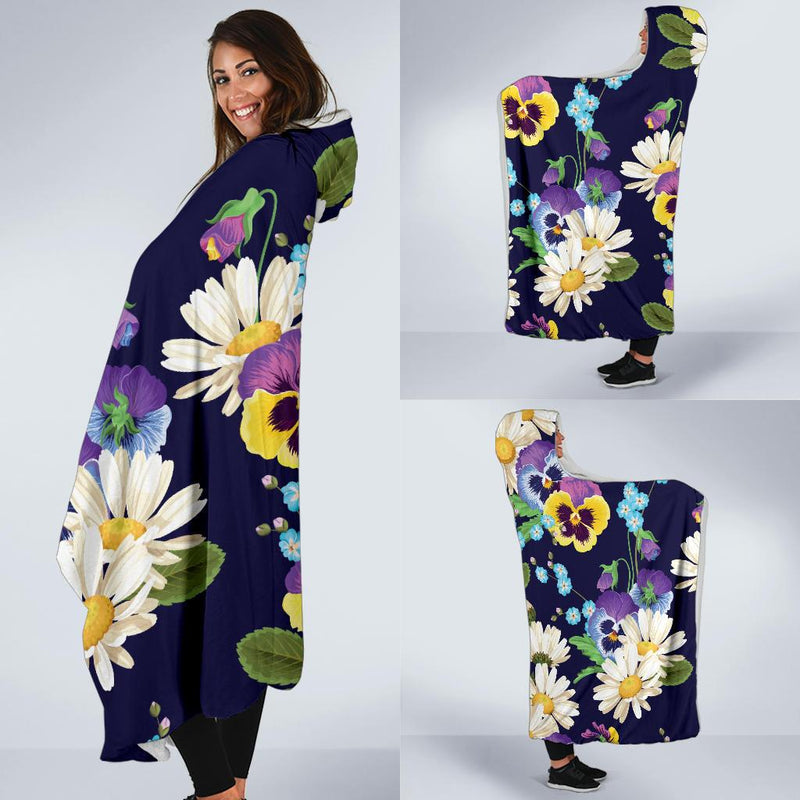 Pansy Pattern Print Design PS03 Hooded Blanket-JORJUNE.COM