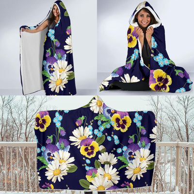 Pansy Pattern Print Design PS03 Hooded Blanket-JORJUNE.COM