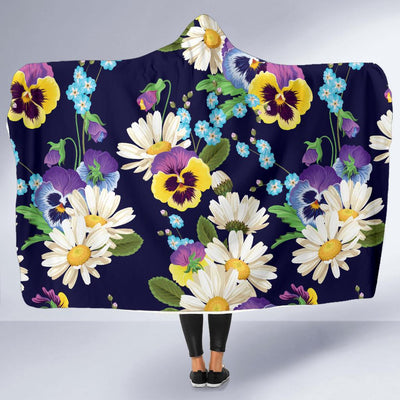 Pansy Pattern Print Design PS03 Hooded Blanket-JORJUNE.COM