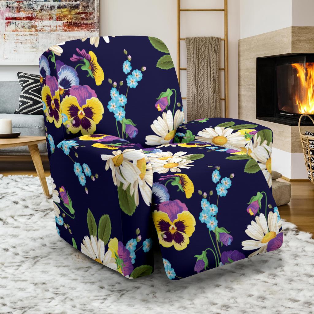 Pansy Pattern Print Design PS03 Recliner Slipcover-JORJUNE.COM