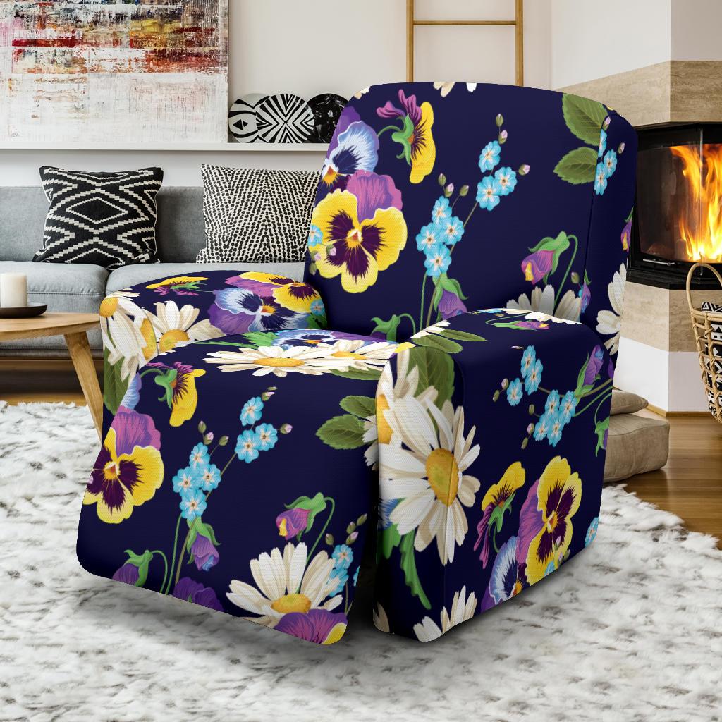 Pansy Pattern Print Design PS03 Recliner Slipcover-JORJUNE.COM