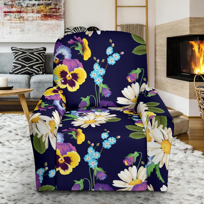 Pansy Pattern Print Design PS03 Recliner Slipcover-JORJUNE.COM