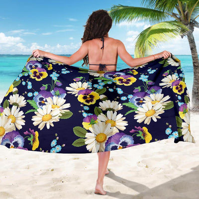 Pansy Pattern Print Design PS03 Sarong Pareo Wrap-JORJUNE.COM