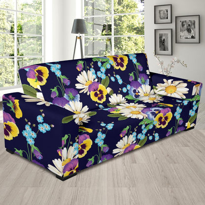 Pansy Pattern Print Design PS03 Sofa Slipcover-JORJUNE.COM