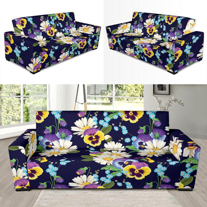 Pansy Pattern Print Design PS03 Sofa Slipcover-JORJUNE.COM