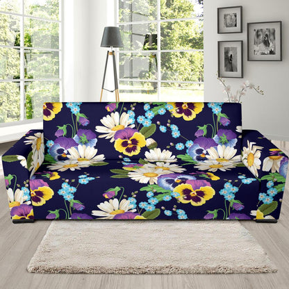Pansy Pattern Print Design PS03 Sofa Slipcover-JORJUNE.COM