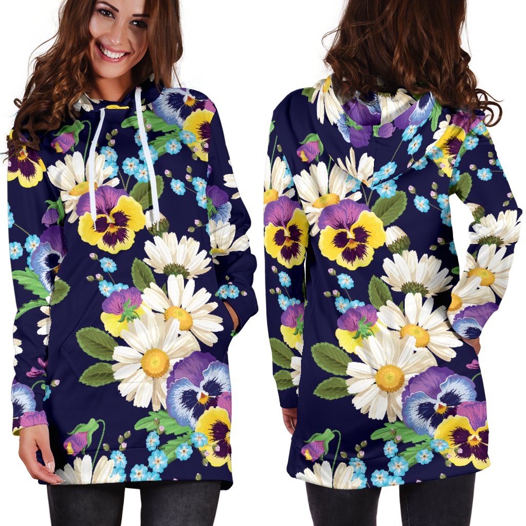 Pansy Pattern Print Design PS03 Women Hoodie Dress