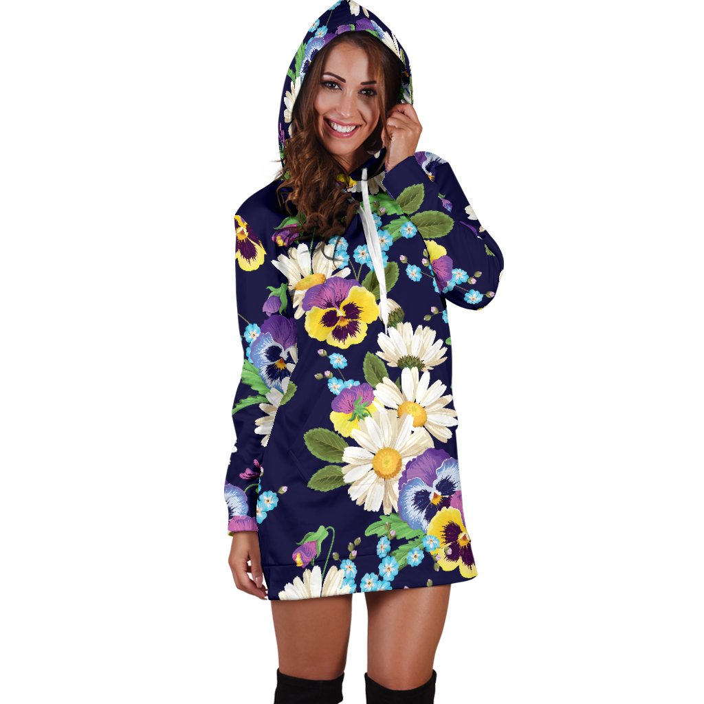 Pansy Pattern Print Design PS03 Women Hoodie Dress