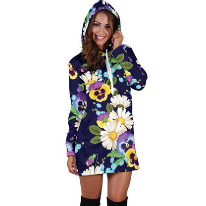 Pansy Pattern Print Design PS03 Women Hoodie Dress