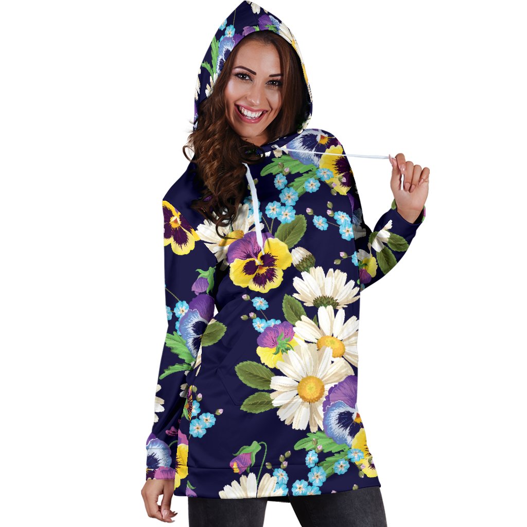Pansy Pattern Print Design PS03 Women Hoodie Dress
