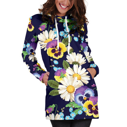Pansy Pattern Print Design PS03 Women Hoodie Dress
