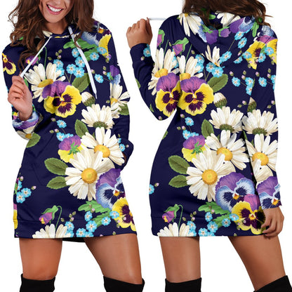 Pansy Pattern Print Design PS03 Women Hoodie Dress