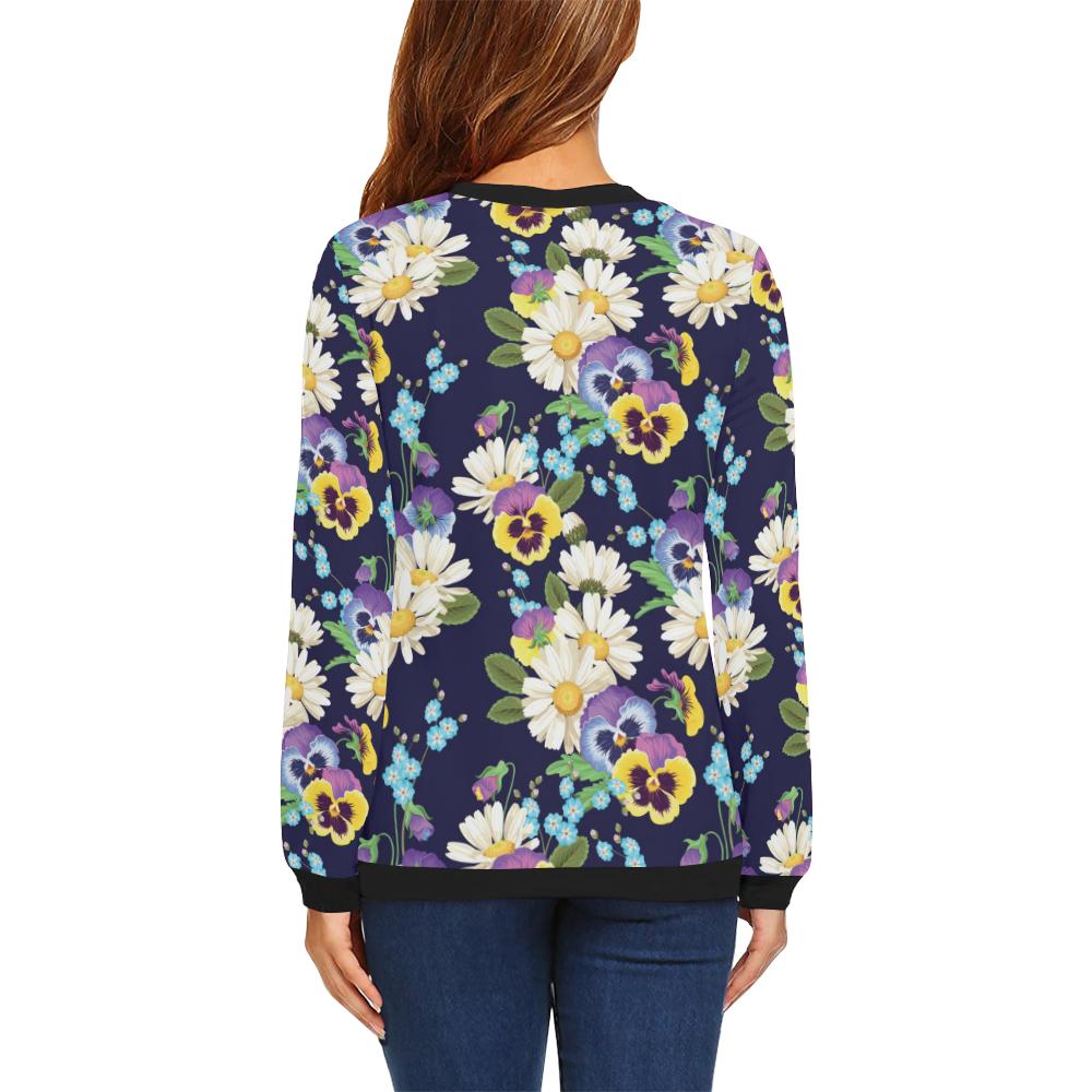 Pansy Pattern Print Design PS03 Women Long Sleeve Sweatshirt-JorJune