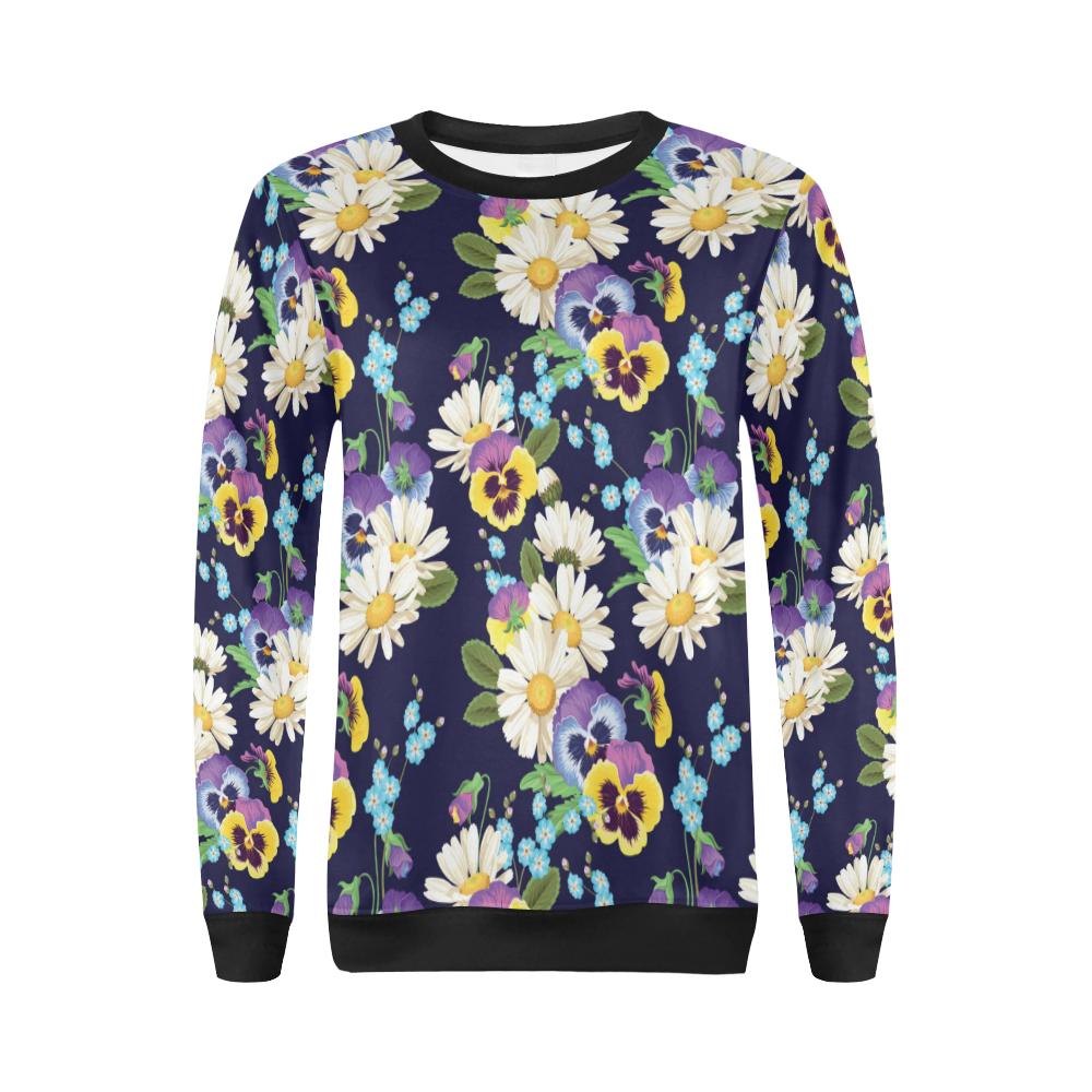 Pansy Pattern Print Design PS03 Women Long Sleeve Sweatshirt-JorJune