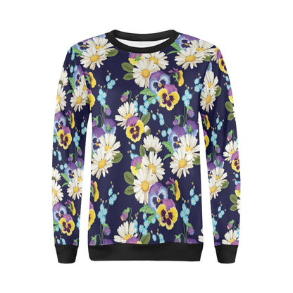 Pansy Pattern Print Design PS03 Women Long Sleeve Sweatshirt-JorJune