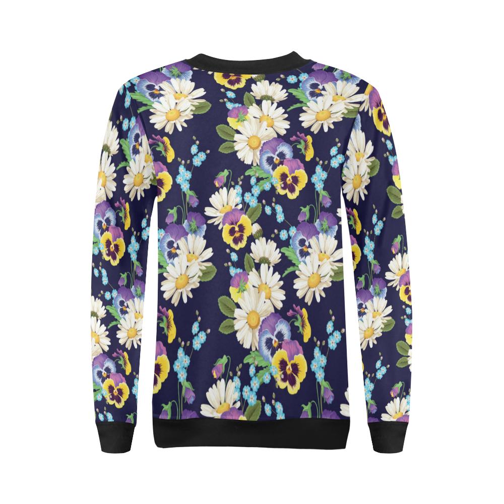 Pansy Pattern Print Design PS03 Women Long Sleeve Sweatshirt-JorJune