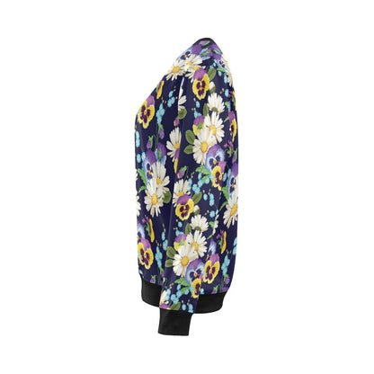 Pansy Pattern Print Design PS03 Women Long Sleeve Sweatshirt-JorJune