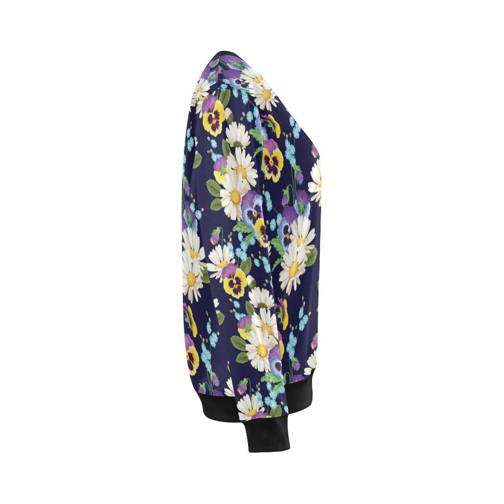 Pansy Pattern Print Design PS03 Women Long Sleeve Sweatshirt-JorJune