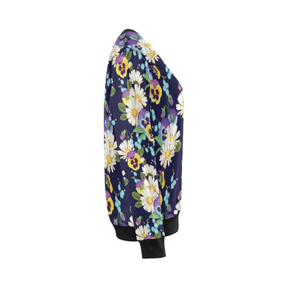 Pansy Pattern Print Design PS03 Women Long Sleeve Sweatshirt-JorJune