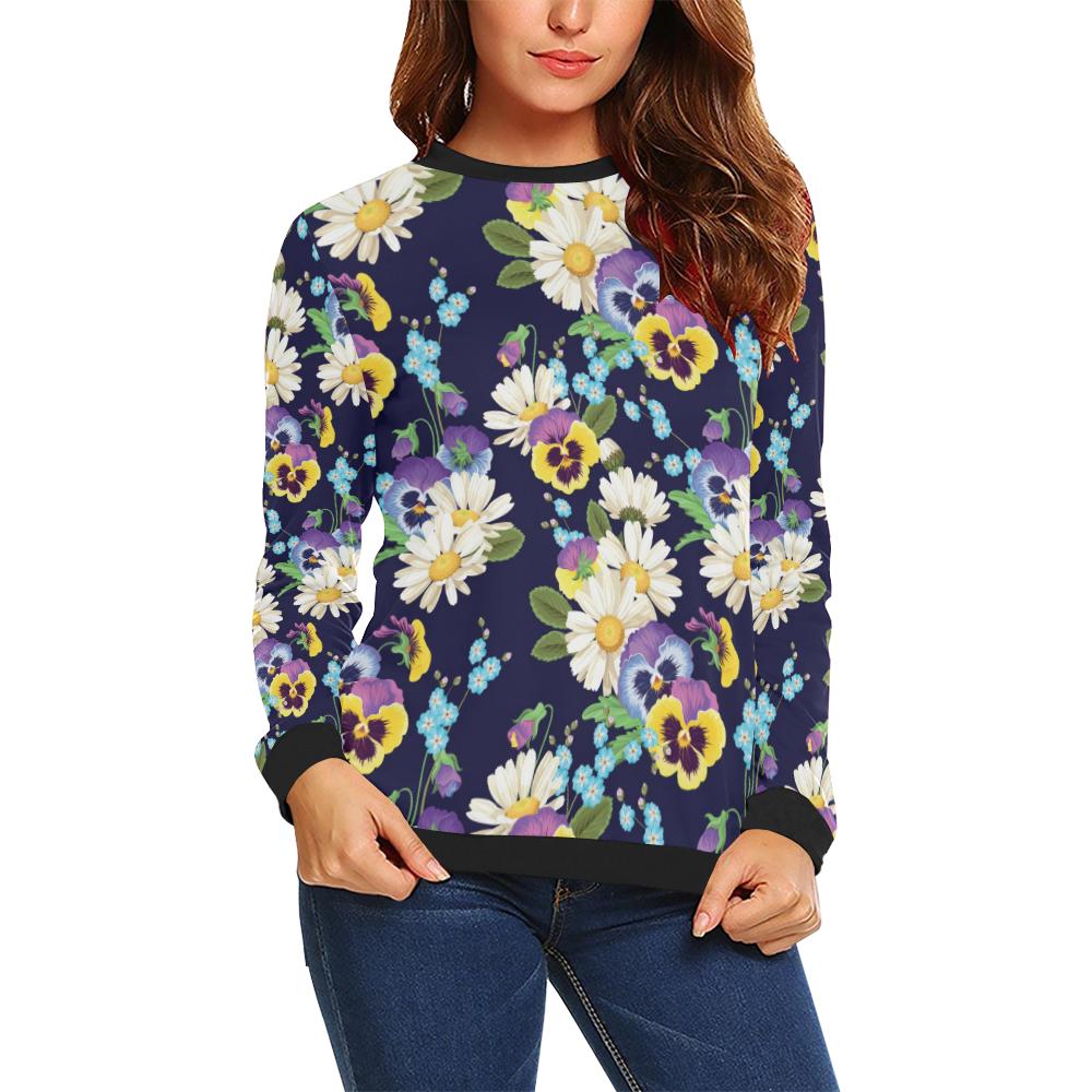 Pansy Pattern Print Design PS03 Women Long Sleeve Sweatshirt-JorJune