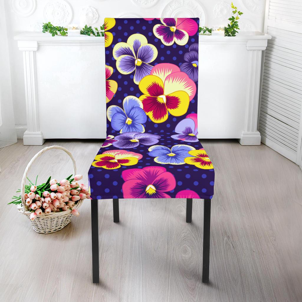 Pansy Pattern Print Design PS04 Dining Chair Slipcover-JORJUNE.COM