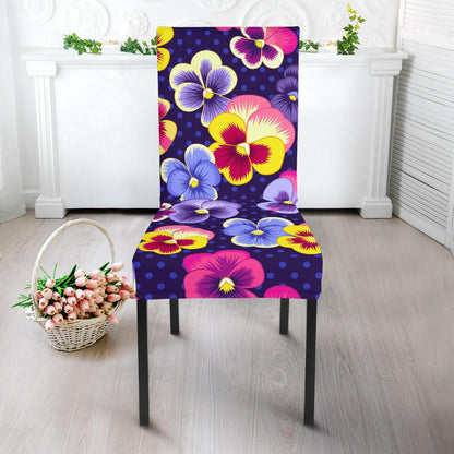 Pansy Pattern Print Design PS04 Dining Chair Slipcover-JORJUNE.COM