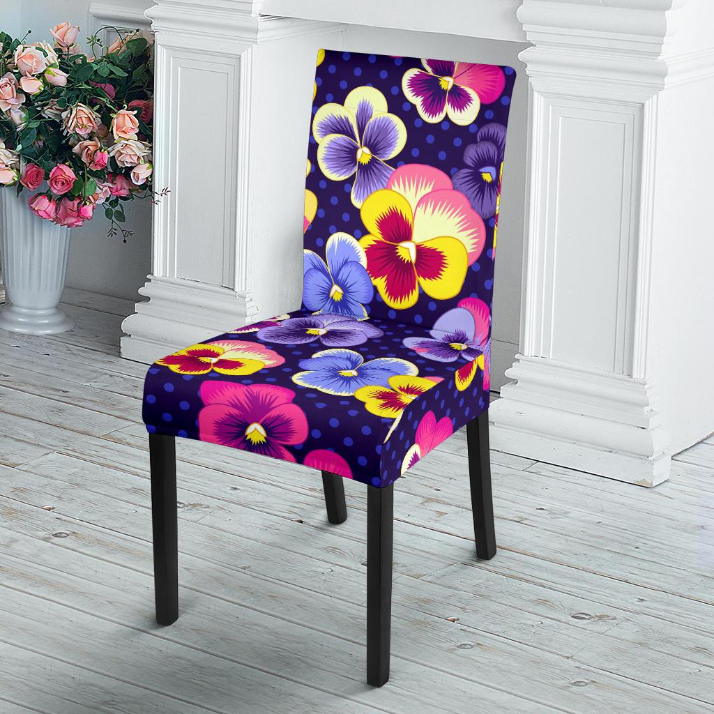 Pansy Pattern Print Design PS04 Dining Chair Slipcover-JORJUNE.COM