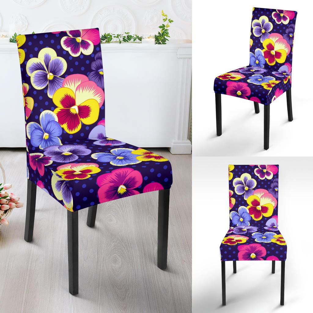 Pansy Pattern Print Design PS04 Dining Chair Slipcover-JORJUNE.COM