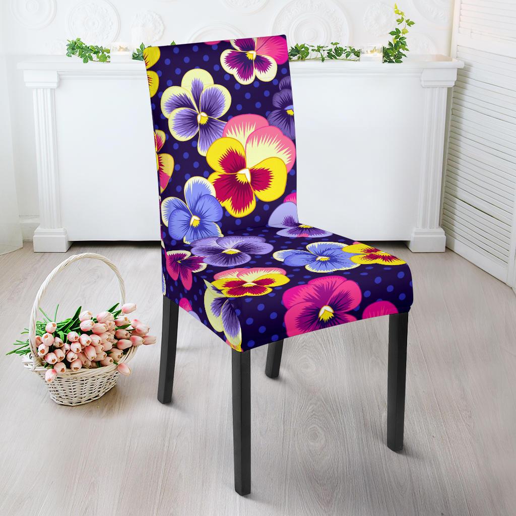 Pansy Pattern Print Design PS04 Dining Chair Slipcover-JORJUNE.COM