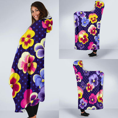 Pansy Pattern Print Design PS04 Hooded Blanket-JORJUNE.COM