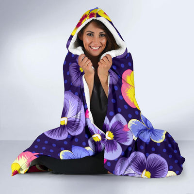 Pansy Pattern Print Design PS04 Hooded Blanket-JORJUNE.COM