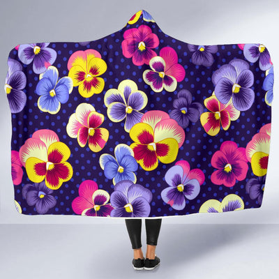 Pansy Pattern Print Design PS04 Hooded Blanket-JORJUNE.COM