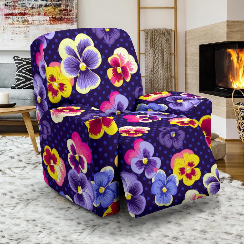 Pansy Pattern Print Design PS04 Recliner Slipcover-JORJUNE.COM